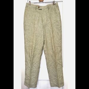 Hiltl Sports Mens Linen Trousers Striped Green W38 L33